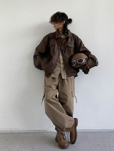 Chaqueta de Cuero PU Vintage Japonesa para Motocicleta - Image 9