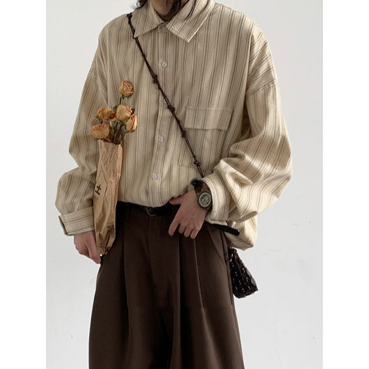 Camisa Retro Japonesa a Rayas Estilo Universitario - Image 8