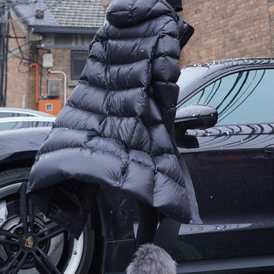 Abrigo de Plumas de Pato Blanco con Capucha para Parejas - Invierno Elegante - Image 10