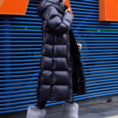 Abrigo de Plumas de Pato Blanco con Capucha para Parejas - Invierno Elegante - Image 11
