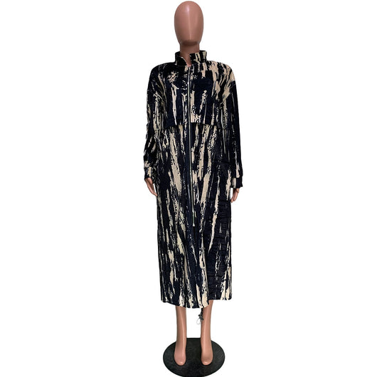 Gabardina Larga Casual con Estampado y Cierre - Image 19