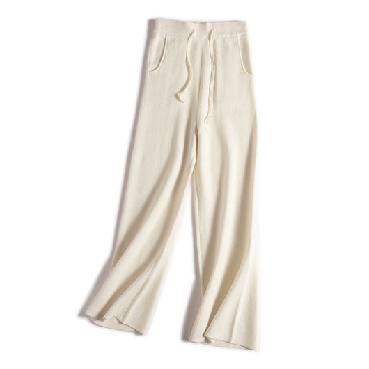 Pantalón Ancho de Cintura Alta con Cordón en Lana Suave y Textura Esponjosa - Image 19