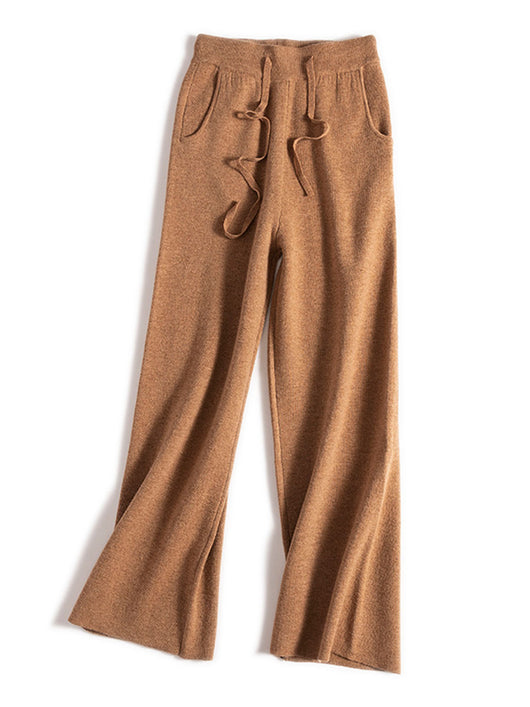 Pantalón Ancho de Cintura Alta con Cordón en Lana Suave y Textura Esponjosa - Image 21