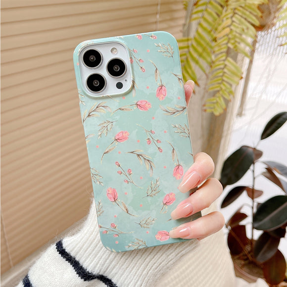Funda para Teléfono con Diseño de Campanas Eólicas y Flores - Doble Película PC Resistente a Caídas