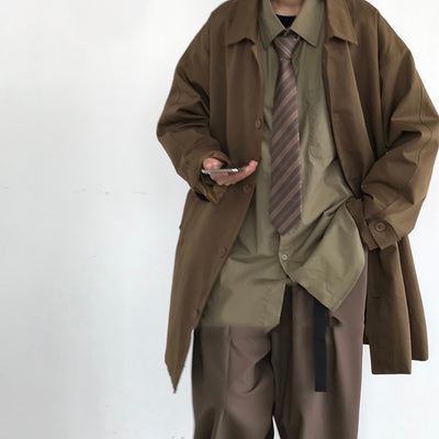 Abrigo Retro Japonés Oversize Unisex de Botón Simple - Image 10