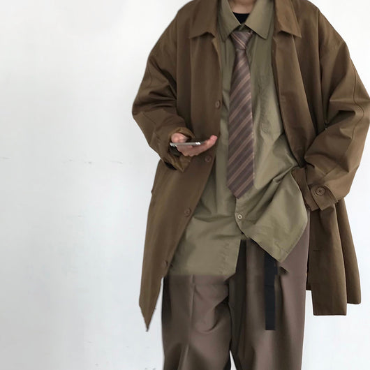 Abrigo Retro Japonés Oversize Unisex de Botón Simple - Image 10
