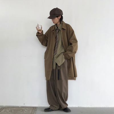 Abrigo Retro Japonés Oversize Unisex de Botón Simple - Image 13