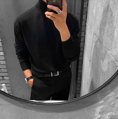 Suéter Cuello Mock Básico Versátil para Hombre - Image 15