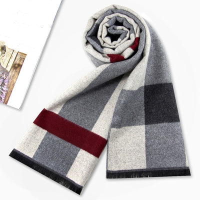 Bufanda de Invierno Rayada en Cashmira Artificial para Hombre - Image 41