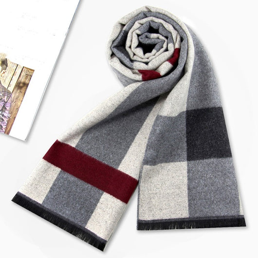Bufanda de Invierno Rayada en Cashmira Artificial para Hombre - Image 41