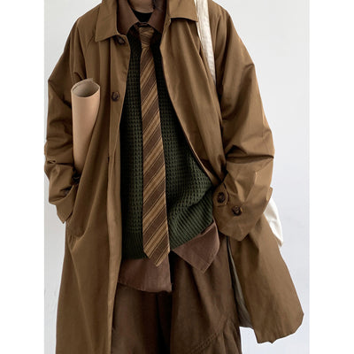 Corbata Retro Japonesa a Rayas Khaki - Estilo Universitario Versátil - Image 9