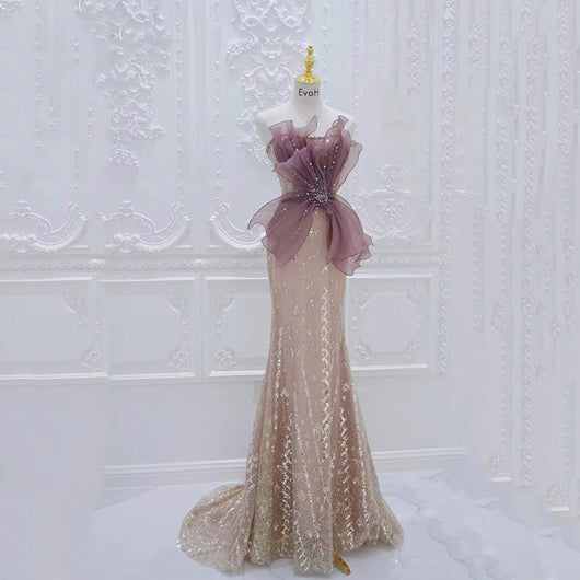 Vestido de Noche Champagne Lujo con Pedrería - Image 6