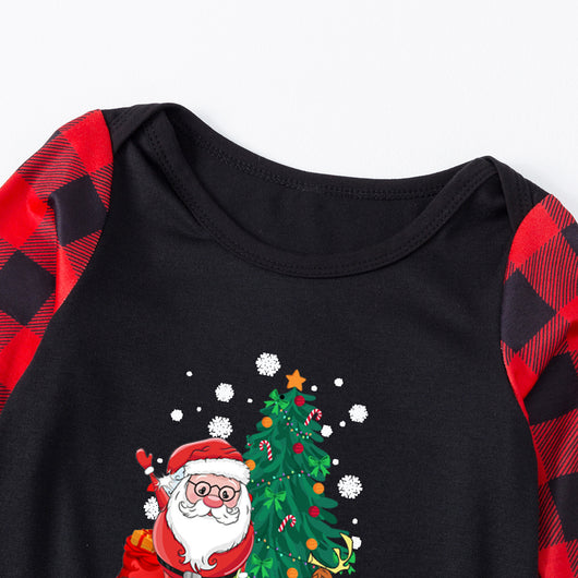 Men's Christmas pajama set with a black long-sleeve top featuring Santa, a Christmas tree, and Max, the Grinch's dog, with "Merry Grinchmas" text, paired with r - Image 25
