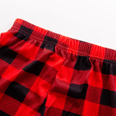 Red and black buffalo plaid Christmas pajama set with a long-sleeve top and matching pants. Top reads "2023 FAMILY Christmas". - Image 25