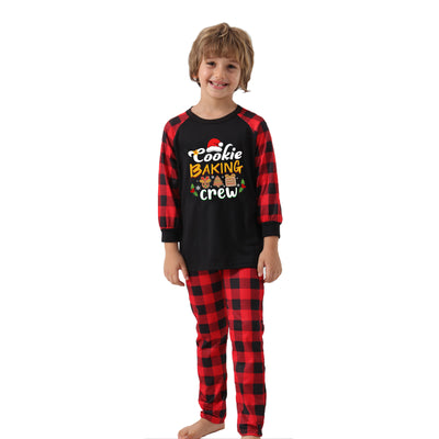 Baby black romper with red plaid sleeves and cuffs, featuring a "Cookie Baking Crew" graphic with Christmas icons. - Image 18