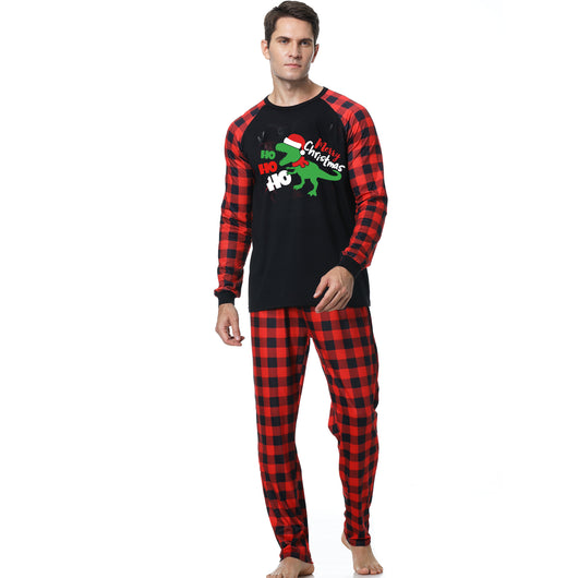Black baby romper with red plaid sleeves and cuffs, featuring a green dinosaur wearing a Santa hat and "Merry Christmas" text. - Image 25