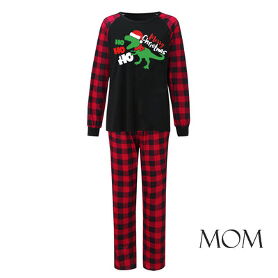 Black baby romper with red plaid sleeves and cuffs, featuring a green dinosaur wearing a Santa hat and "Merry Christmas" text. - Image 34