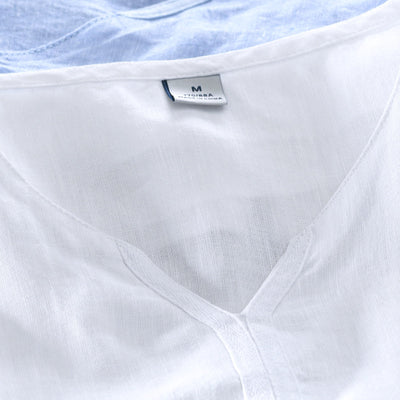 Camiseta de Lino Cuello V Manga Corta Suelta - Image 12