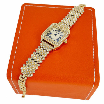 Reloj para Mujer con Diamantes Completos Pulseras Juego Cuadrado Estrella Cielo - Image 10