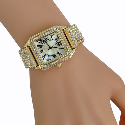 Reloj para Mujer con Diamantes Completos Pulseras Juego Cuadrado Estrella Cielo - Image 12