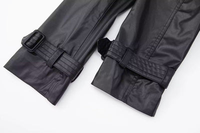 Abrigo de Cuero Largo con Cinturón - Diseño Versátil para Cualquier Ocasión - Image 21