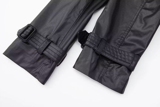 Abrigo de Cuero Largo con Cinturón - Diseño Versátil para Cualquier Ocasión - Image 21