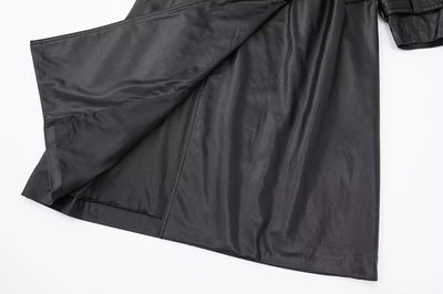 Abrigo de Cuero Largo con Cinturón - Diseño Versátil para Cualquier Ocasión - Image 22