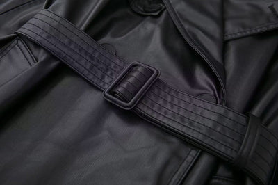 Abrigo de Cuero Largo con Cinturón - Diseño Versátil para Cualquier Ocasión - Image 23