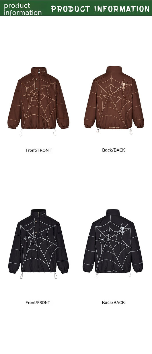 Chaqueta de Cuero PU con Bordado de Telaraña - Estilo Universitario Unisex Trendy - Image 9