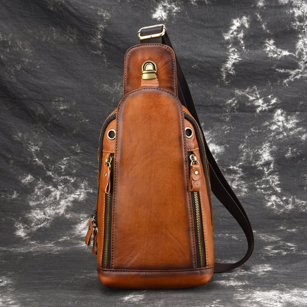 Bolsa Bandolera de Cuero para Hombre - Mochila Pecho Casual