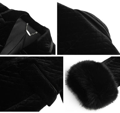Abrigo Largo de Terciopelo Negro para Mujer - Image 14