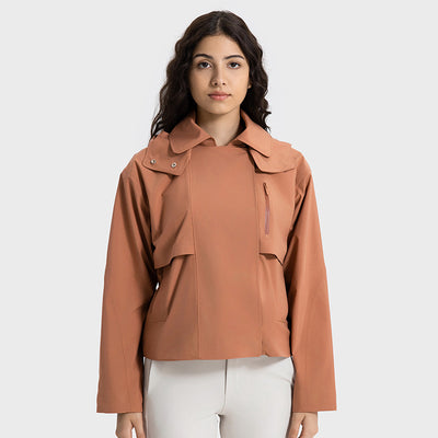 Gabardina Corta Impermeable y Transpirable para Mujer con Capucha Desmontable - Image 8