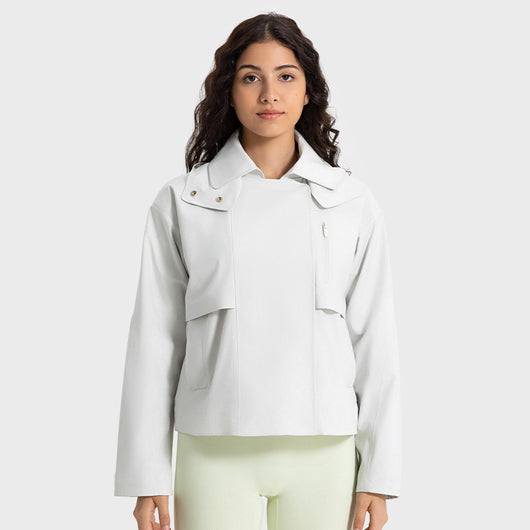 Gabardina Corta Impermeable y Transpirable para Mujer con Capucha Desmontable - Image 12