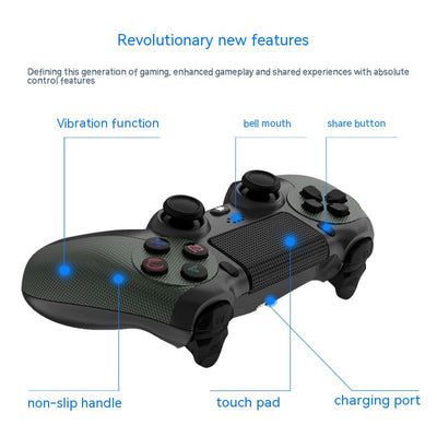 Wireless Bluetooth game controller in dark gray and bright yellow with textured grips, dual analog sticks, and a D-pad. - Image 11