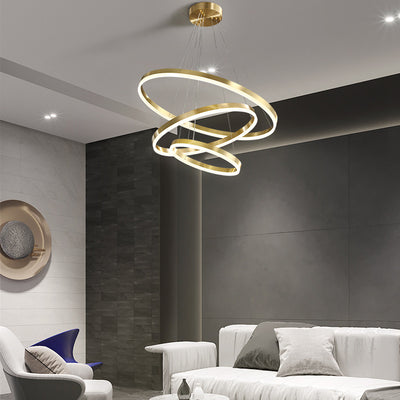 Lámpara Colgante Círculo Cobre Nórdico - Luz Atmosférica para Sala de Lujo - Image 6