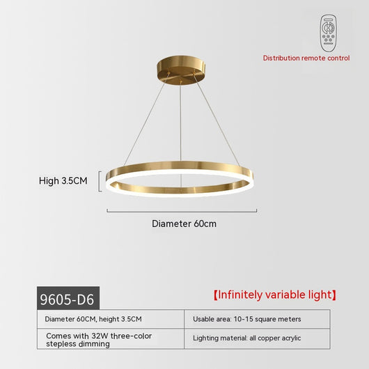 Lámpara Colgante Círculo Cobre Nórdico - Luz Atmosférica para Sala de Lujo - Image 7