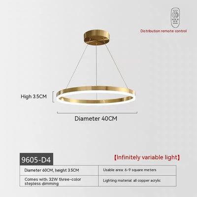 Lámpara Colgante Círculo Cobre Nórdico - Luz Atmosférica para Sala de Lujo - Image 8