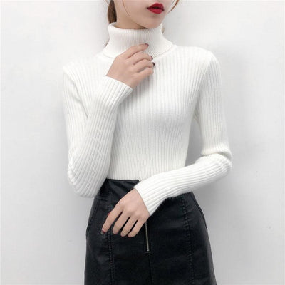 Suéter Cuello Alto Mujer Colores Sólidos - Abrigo Invierno - Image 12