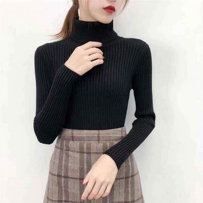 Suéter Cuello Alto Mujer Colores Sólidos - Abrigo Invierno - Image 14