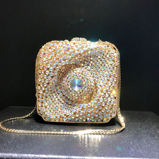 Bolso de Noche Cuadrado Brillante con Cristales de Diamante para Mujer - Image 16