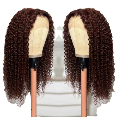 Peluca Frontal de Encaje Rizado Africano Castaño - Image 8
