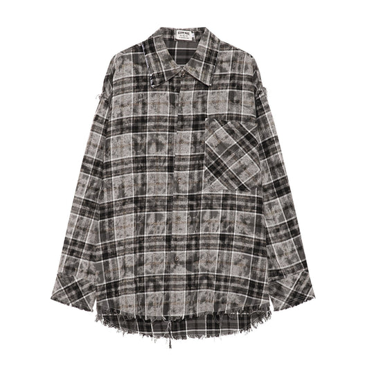 Camisa Cuadriculada Suelta de Manga Larga - Image 10