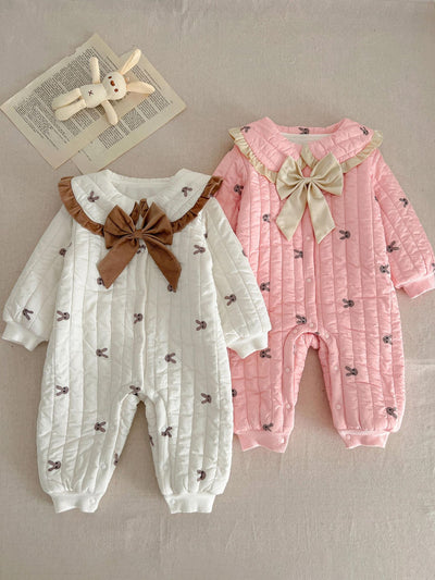 Mameluco Acolchado de Invierno para Bebé Niña Estilo Coreano con Lazo - Image 19