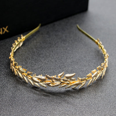 Diadema Nupcial de Hojas Doradas Corona de Aleación - Image 11