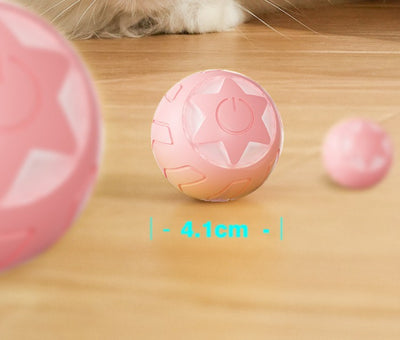 Pink smart rolling ball cat toy with a power button, measuring 41x41mm, designed to be bite-resistant. - Image 15