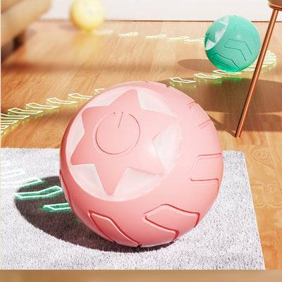 Pink smart rolling ball cat toy with a power button, measuring 41x41mm, designed to be bite-resistant. - Image 17