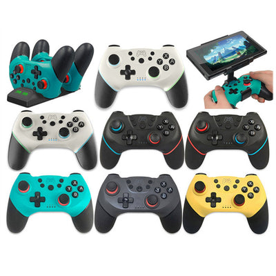 Dark gray wireless Bluetooth gamepad with red accents, dual analog sticks, D-pad, and action buttons for gaming. - Image 22