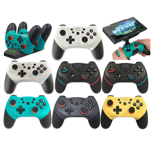 Dark gray wireless Bluetooth gamepad with red accents, dual analog sticks, D-pad, and action buttons for gaming. - Image 22