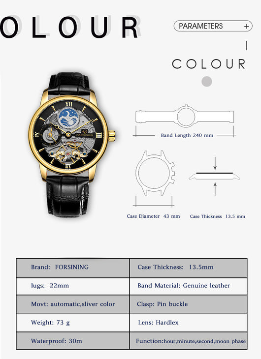 Reloj Mecánico Automático Diseño Luna Hueca - Image 22