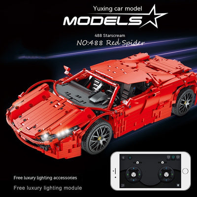 Auto Deportivo Rojo Spider con Control Remoto Doble y Bloques de Construcción - Image 16